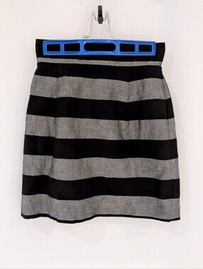 French Connection Black and Gray Striped A-Line Skirt